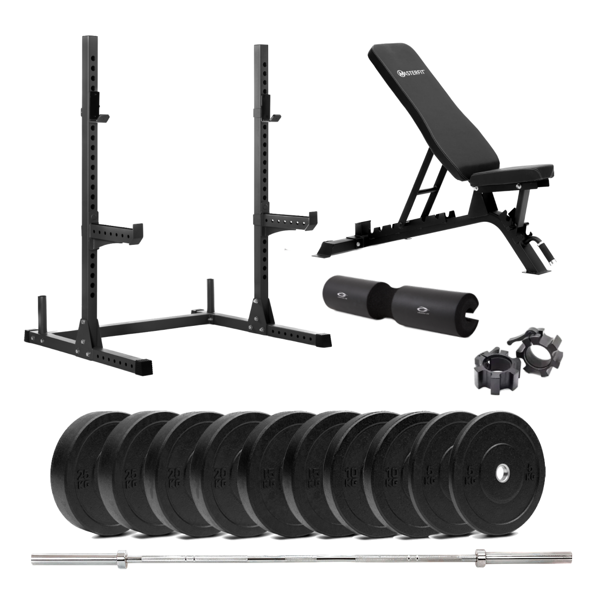 Masterfit - 200 Squat Rack Bumper Styrkepaket 150 kg